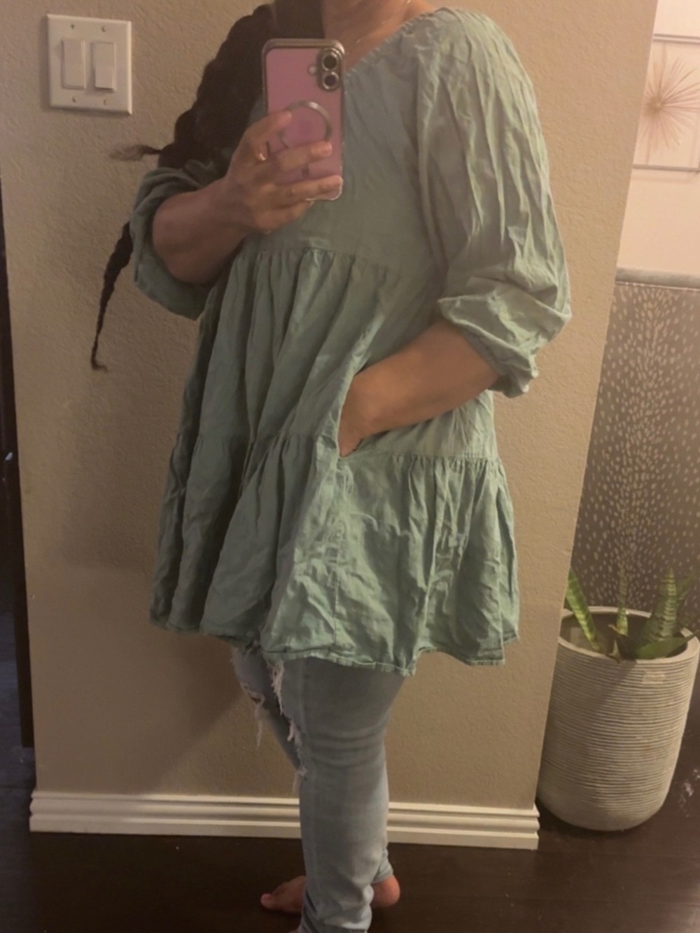 Olive linen dress